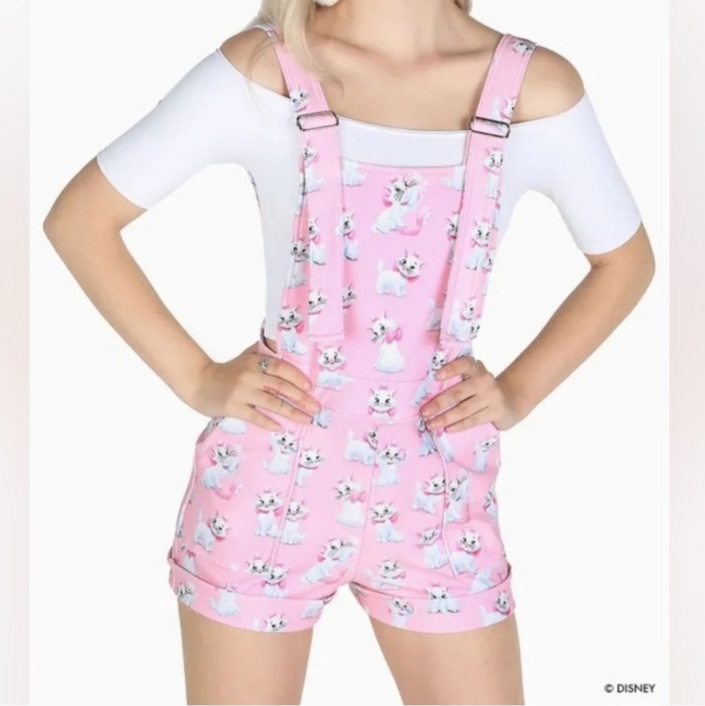 Blackmilk & Disney Aristocats Marie Pink Overall Shorts Size Medium!